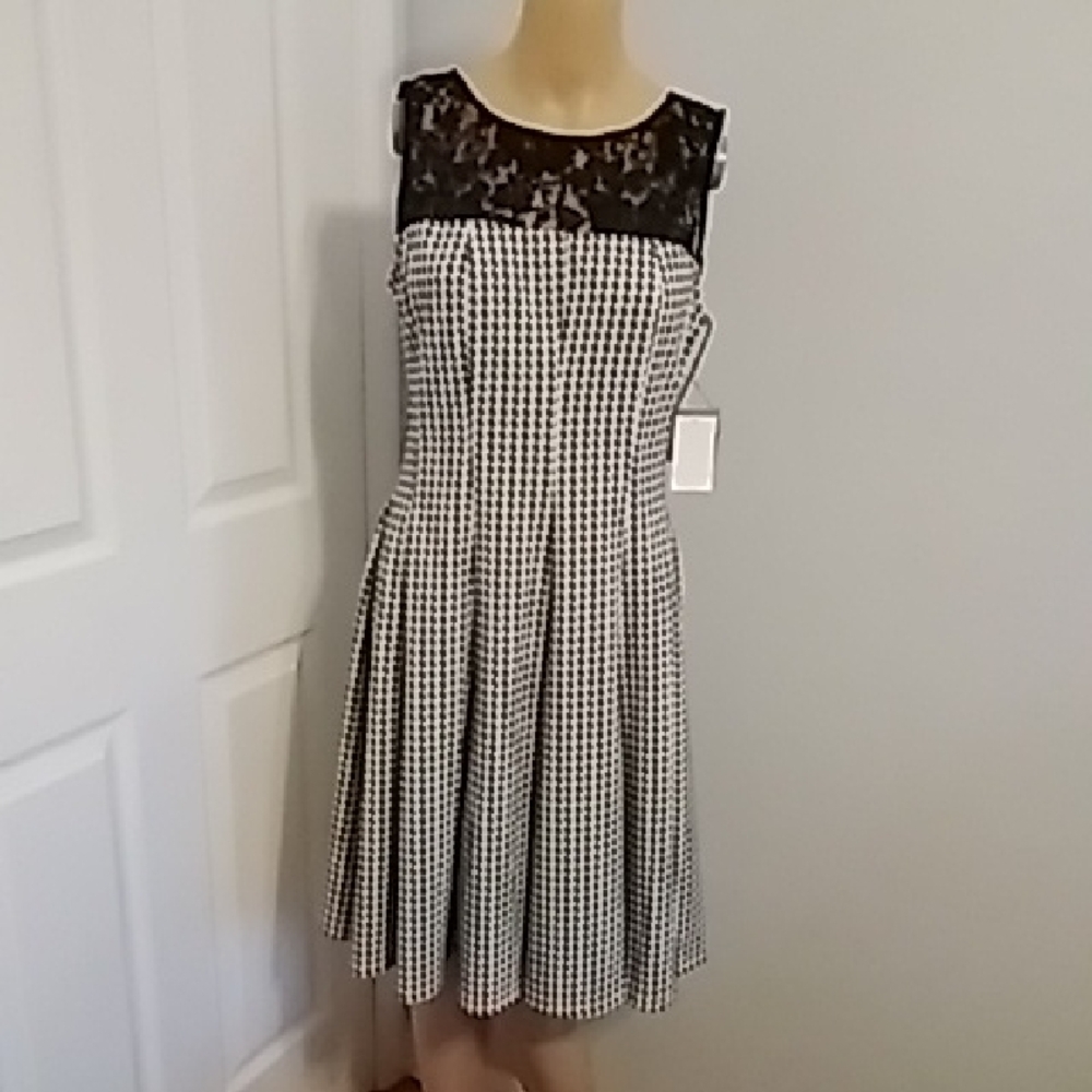 Danny & Nicole Black and White Midi Dress